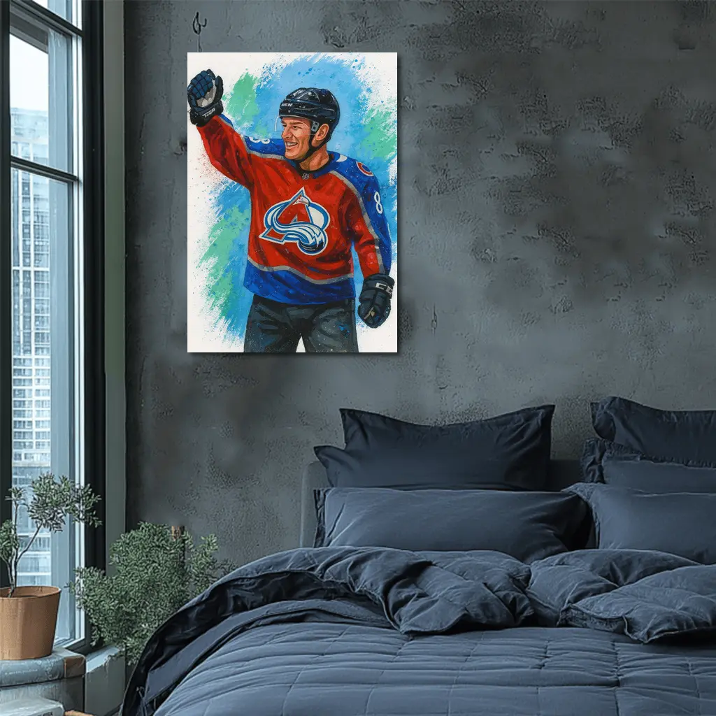 Colorado Avalanche Hockey Player Watercolor Art – Wall Art