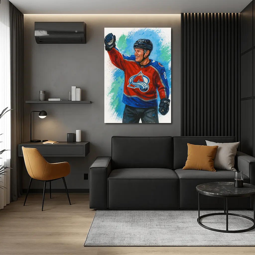 Colorado Avalanche Hockey Player Watercolor Art – Wall Art