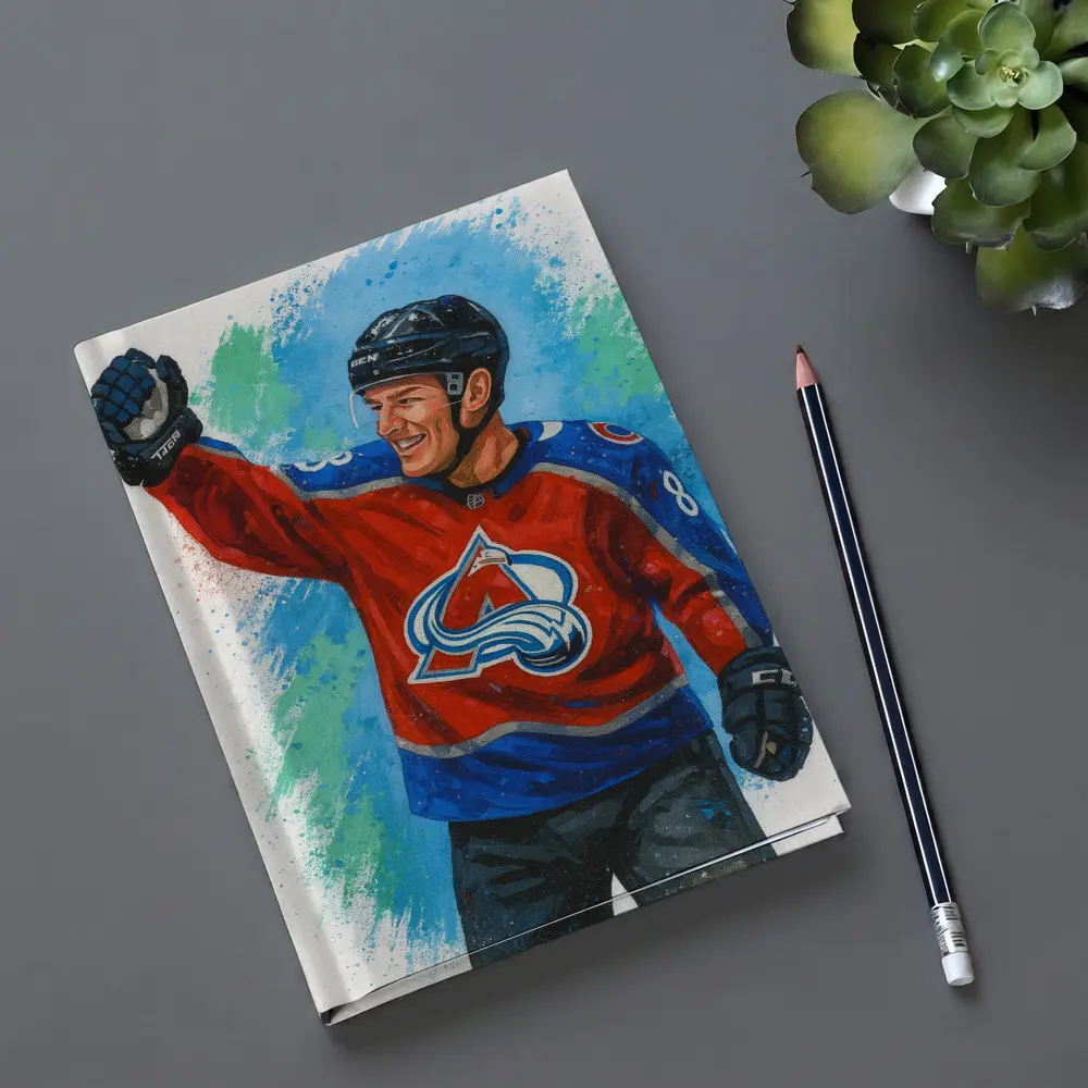 Colorado Avalanche Hockey Player Watercolor Art – Notebooks