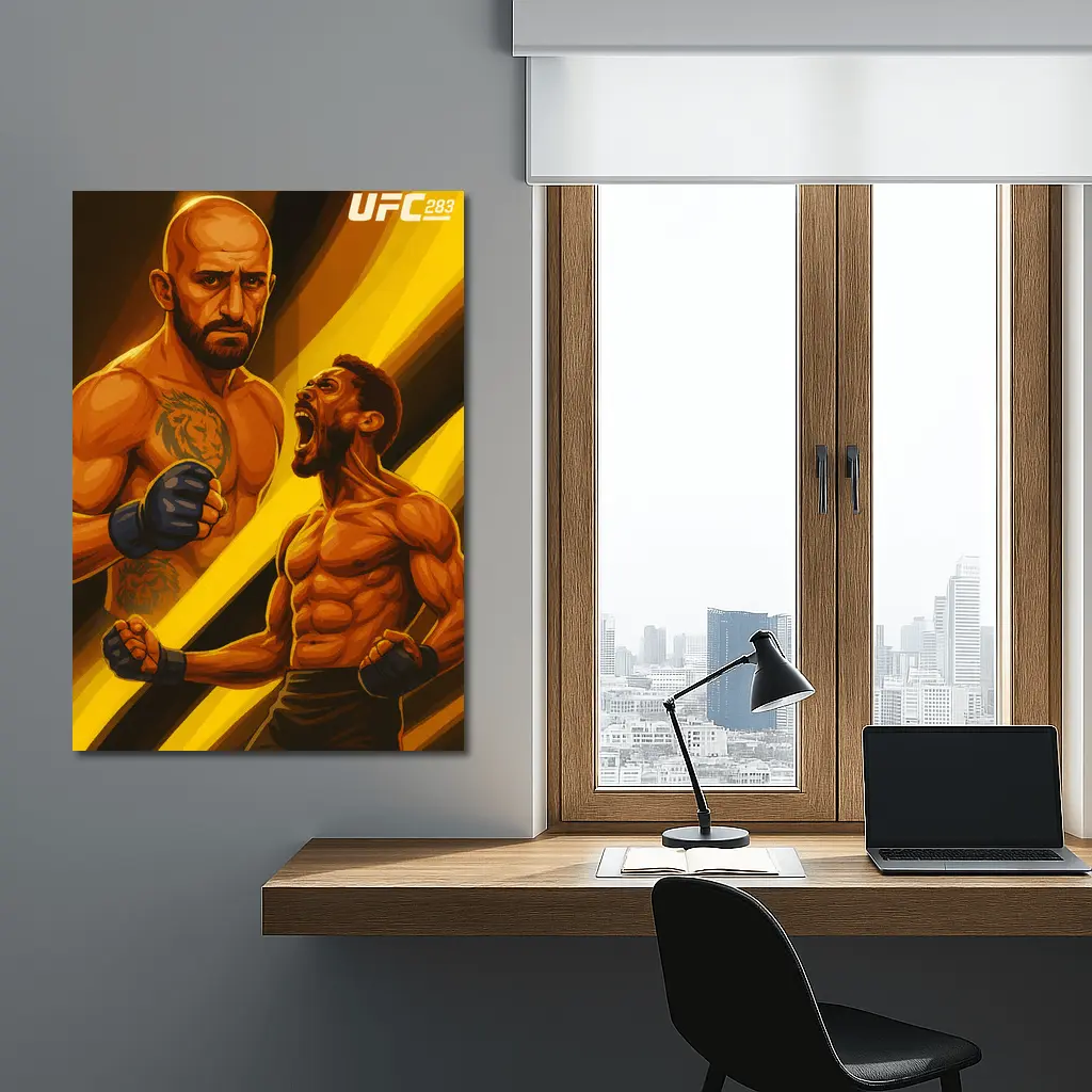 UFC 283 Fighter Illustration Yellow Dynamic Background – Wall Art