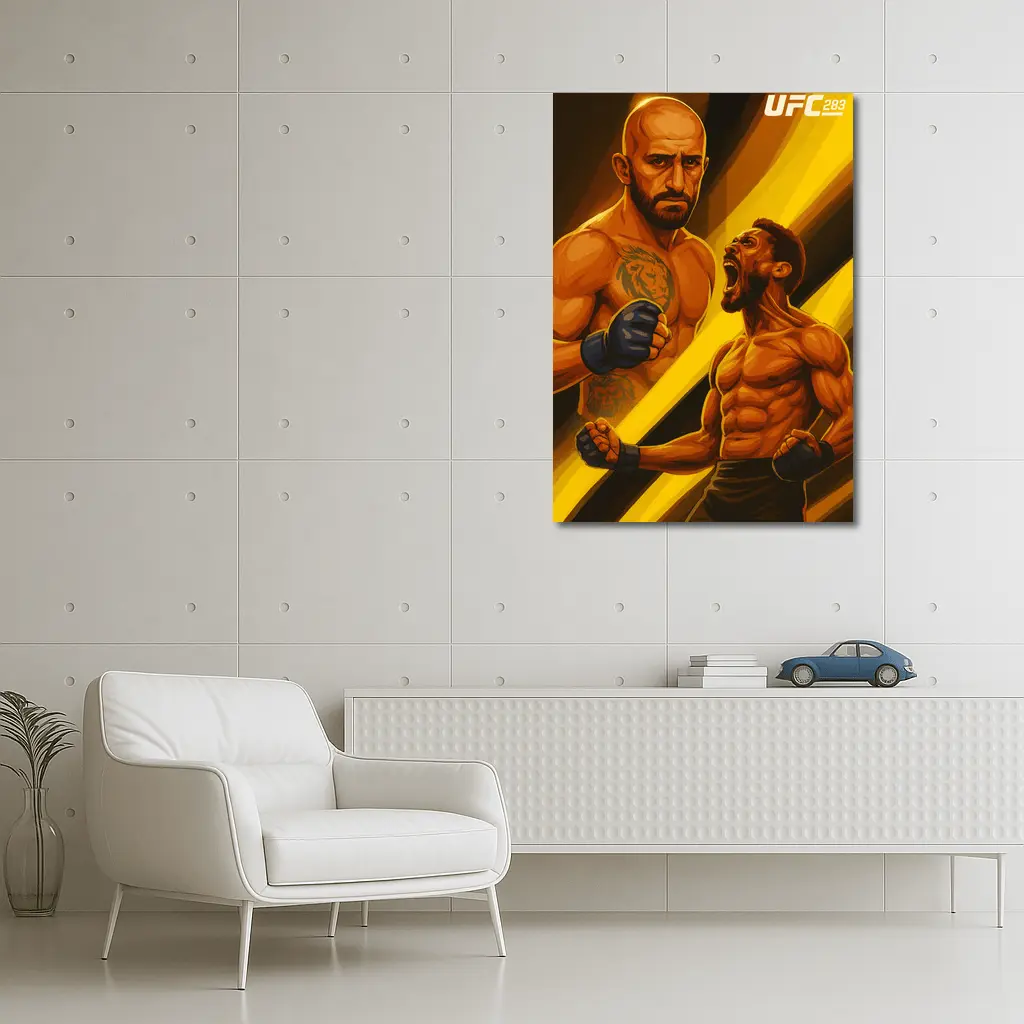 UFC 283 Fighter Illustration Yellow Dynamic Background – Wall Art