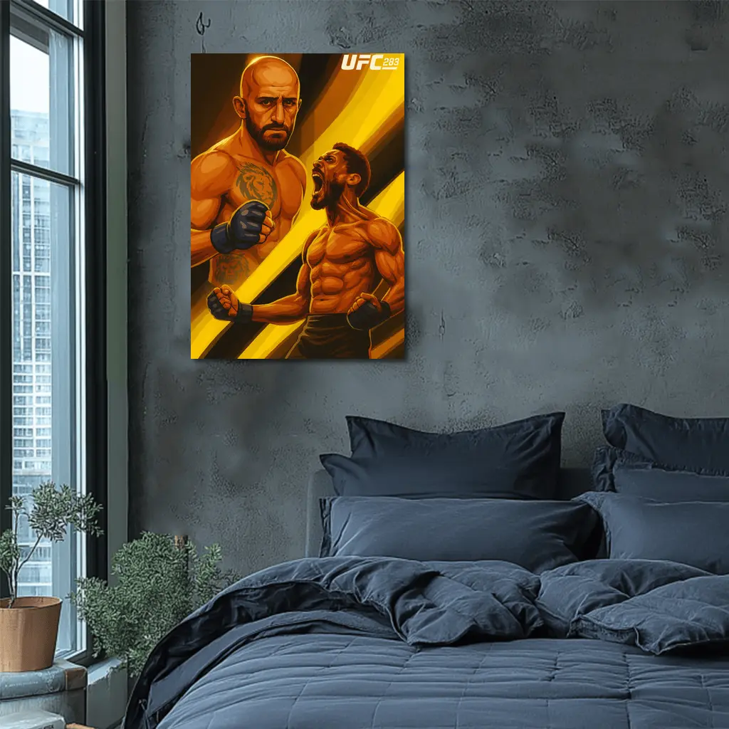 UFC 283 Fighter Illustration Yellow Dynamic Background – Wall Art