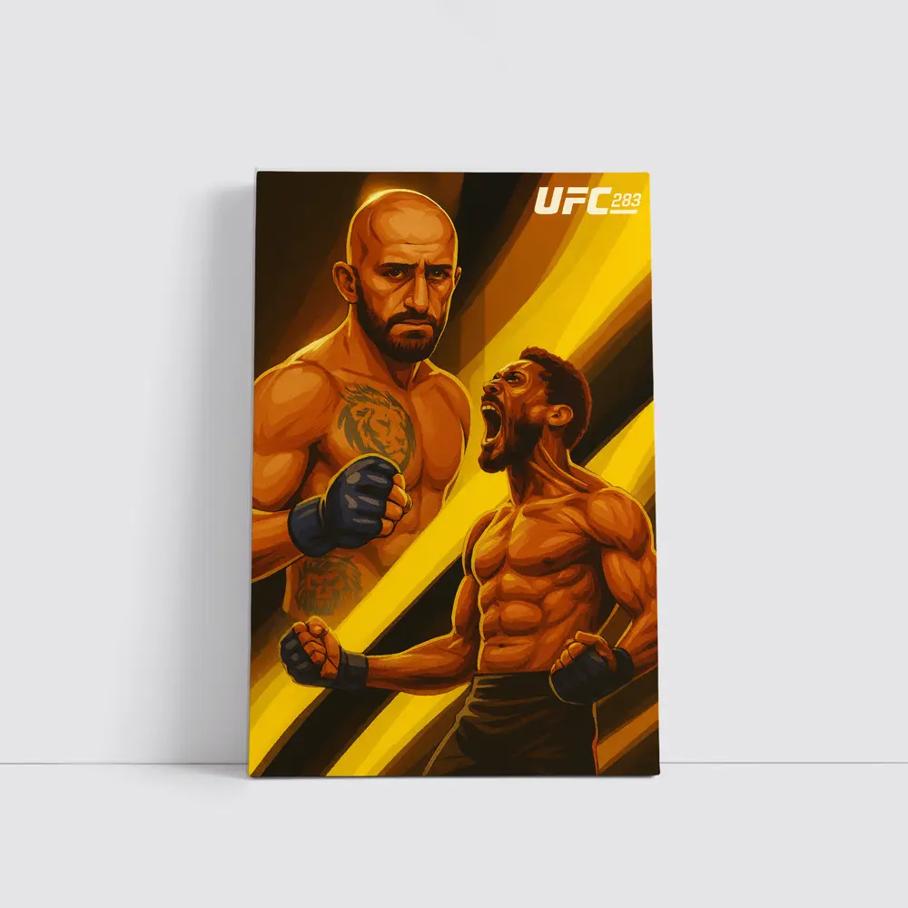 UFC 283 Fighter Illustration Yellow Dynamic Background – Wall Art
