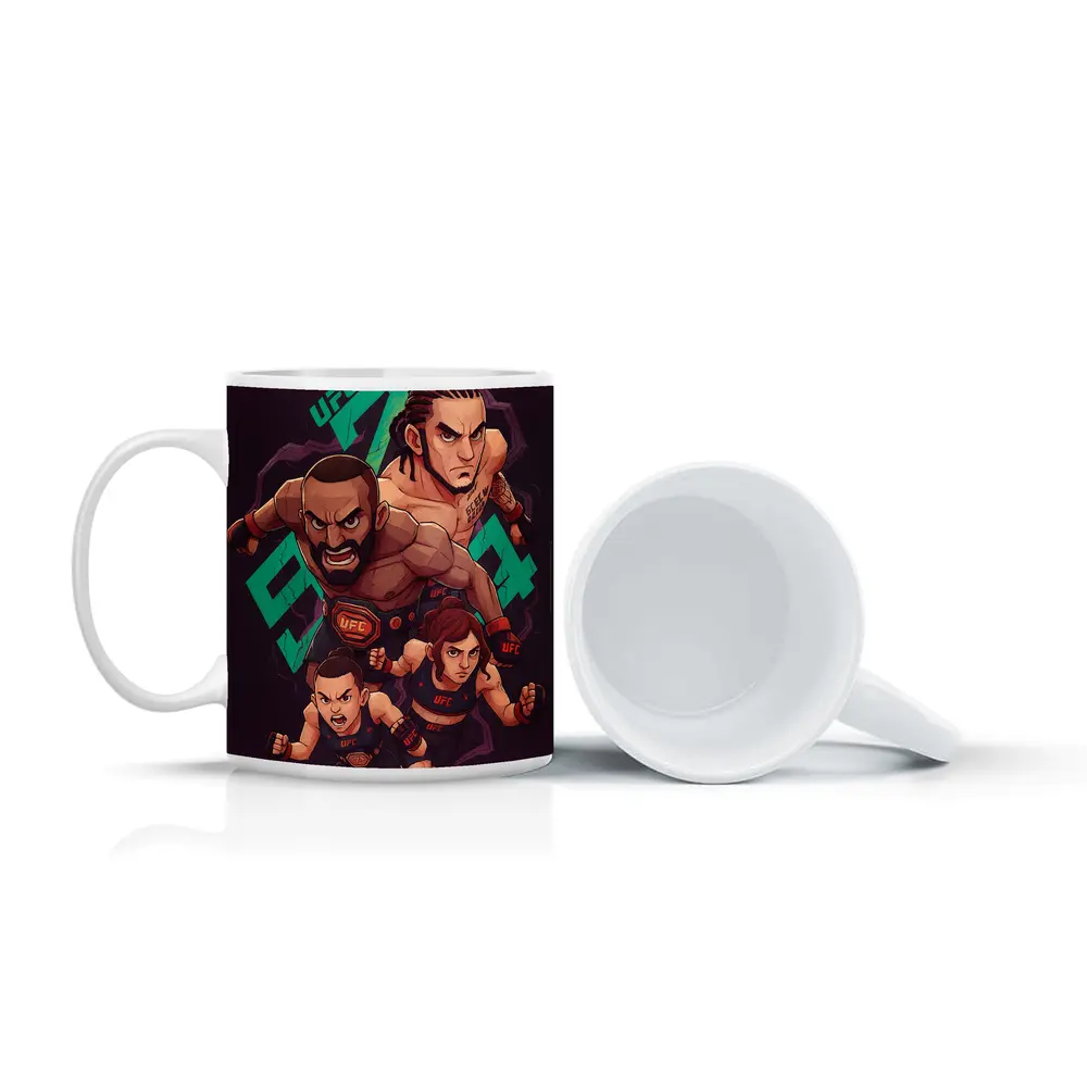 UFC 284 Fighter Cartoon Art Dark Background – Mugs