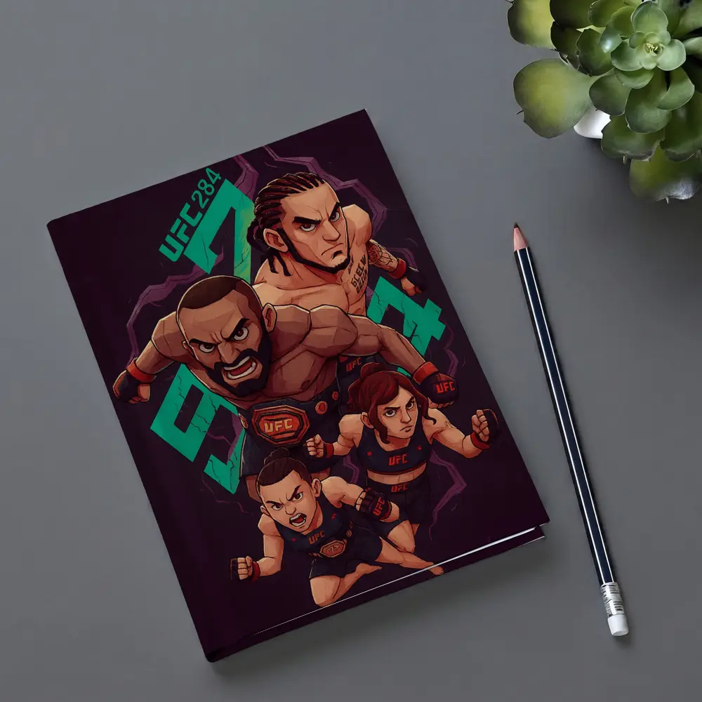 UFC 284 Fighter Cartoon Art Dark Background – Notebooks