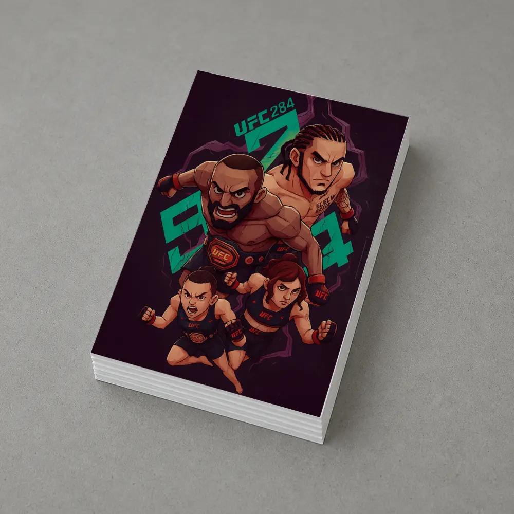 UFC 284 Fighter Cartoon Art Dark Background – Postcards