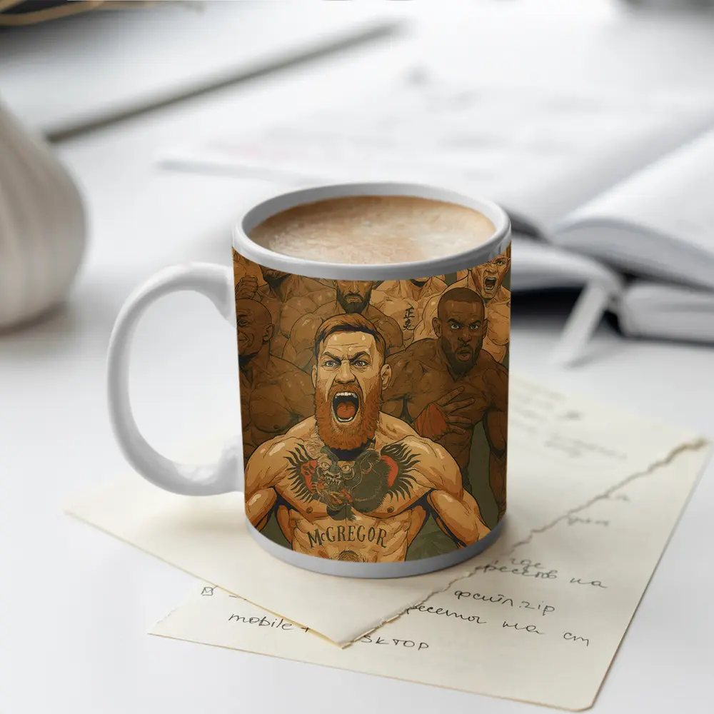 McGregor UFC Fighter Crowd Illustration Art – Mugs