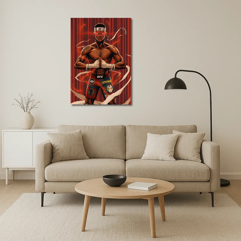 UFC Fighter Anime Style Red Background Art – Wall Art