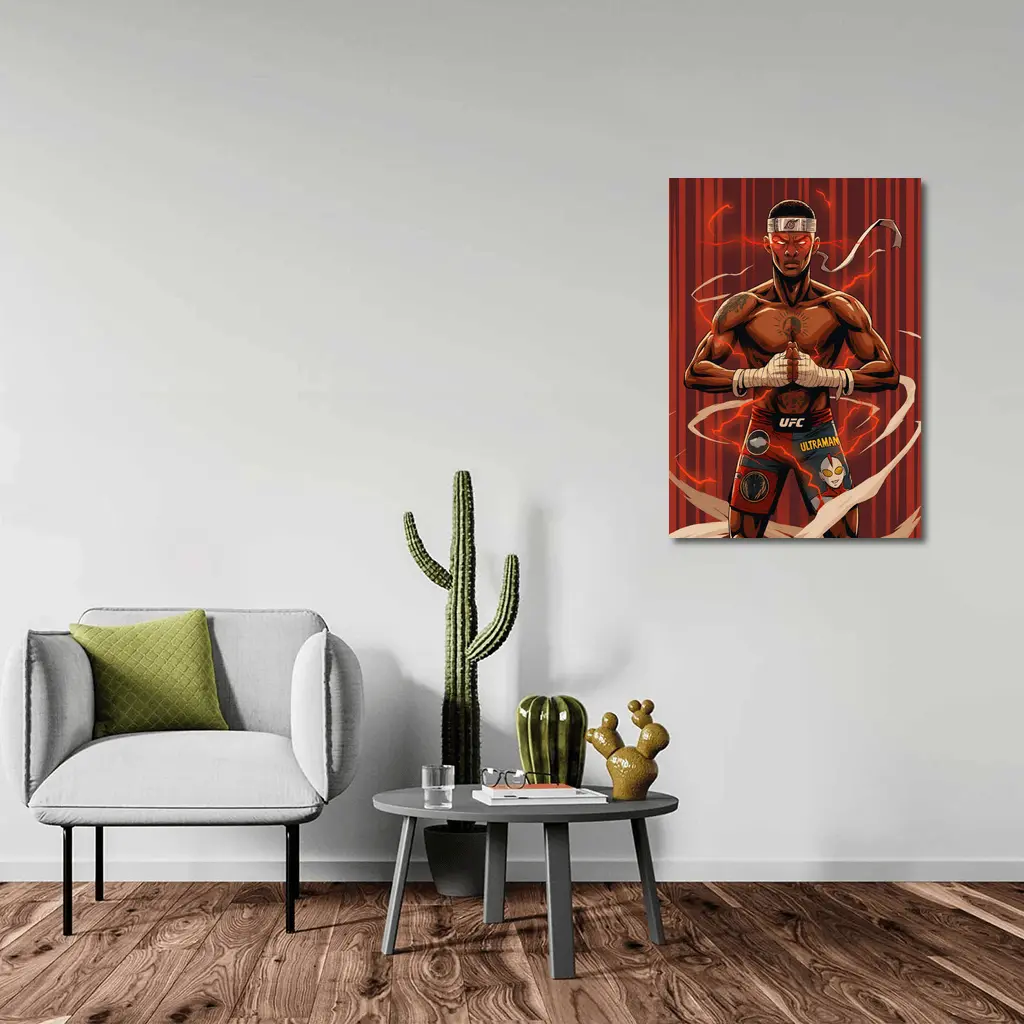UFC Fighter Anime Style Red Background Art – Wall Art