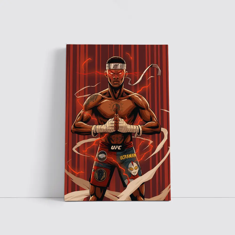 UFC Fighter Anime Style Red Background Art – Wall Art