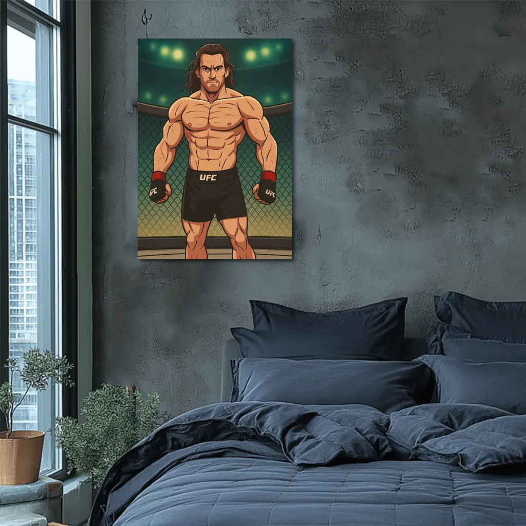 Anime UFC Fighter Standing In Octagon – Wall Art