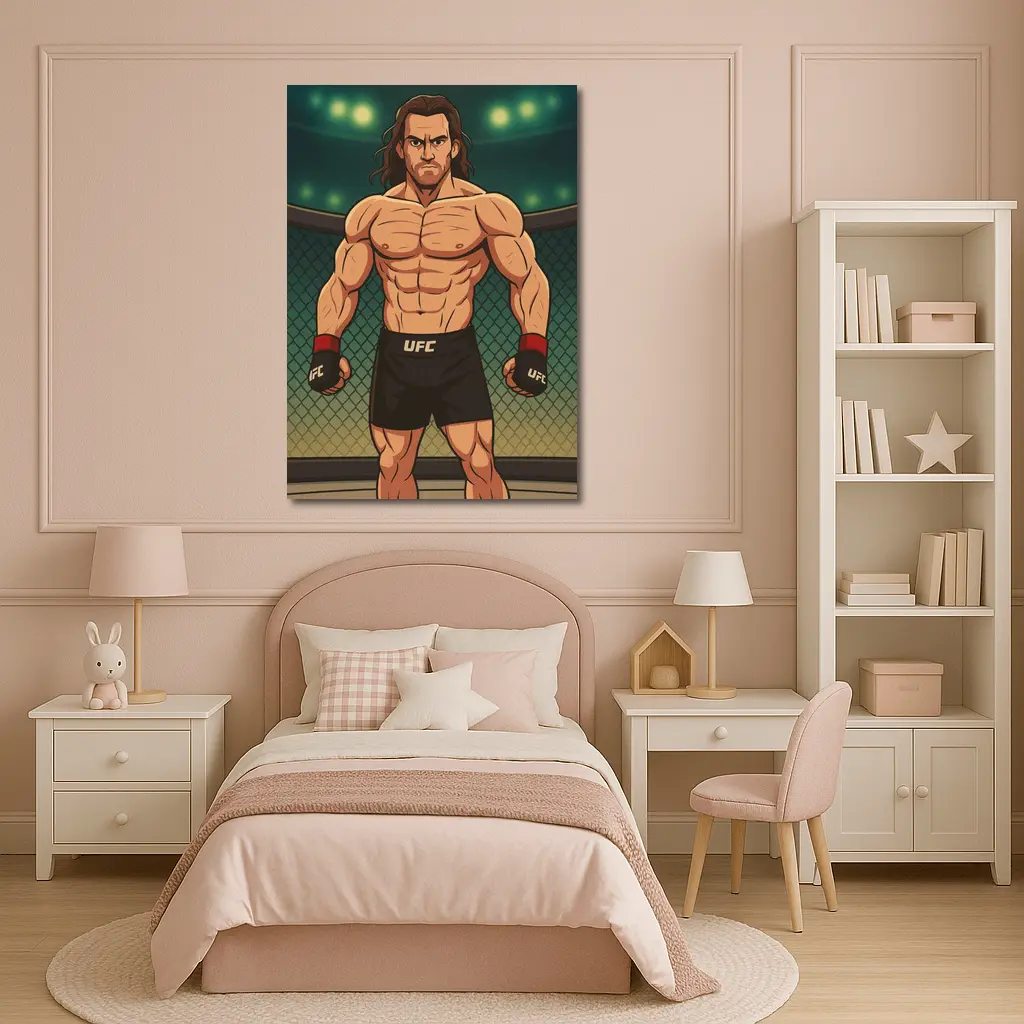 Anime UFC Fighter Standing In Octagon – Wall Art