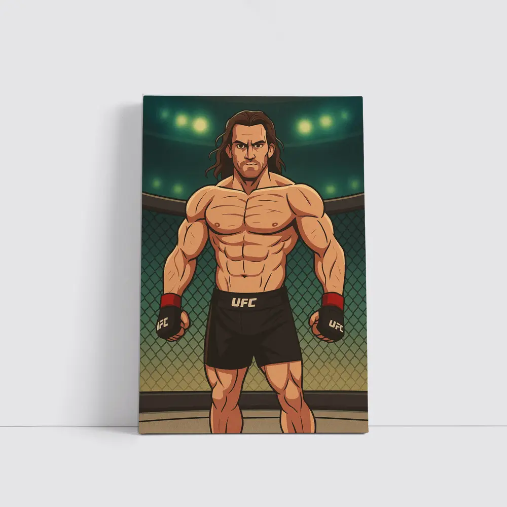 Anime UFC Fighter Standing In Octagon – Wall Art