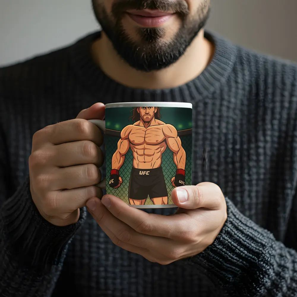 Anime UFC Fighter Standing In Octagon – Mugs