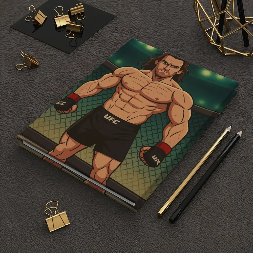 Anime UFC Fighter Standing In Octagon – Notebooks