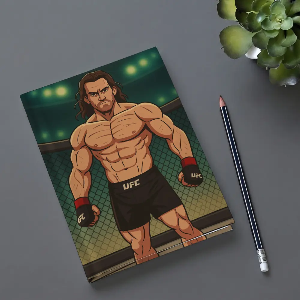 Anime UFC Fighter Standing In Octagon – Notebooks