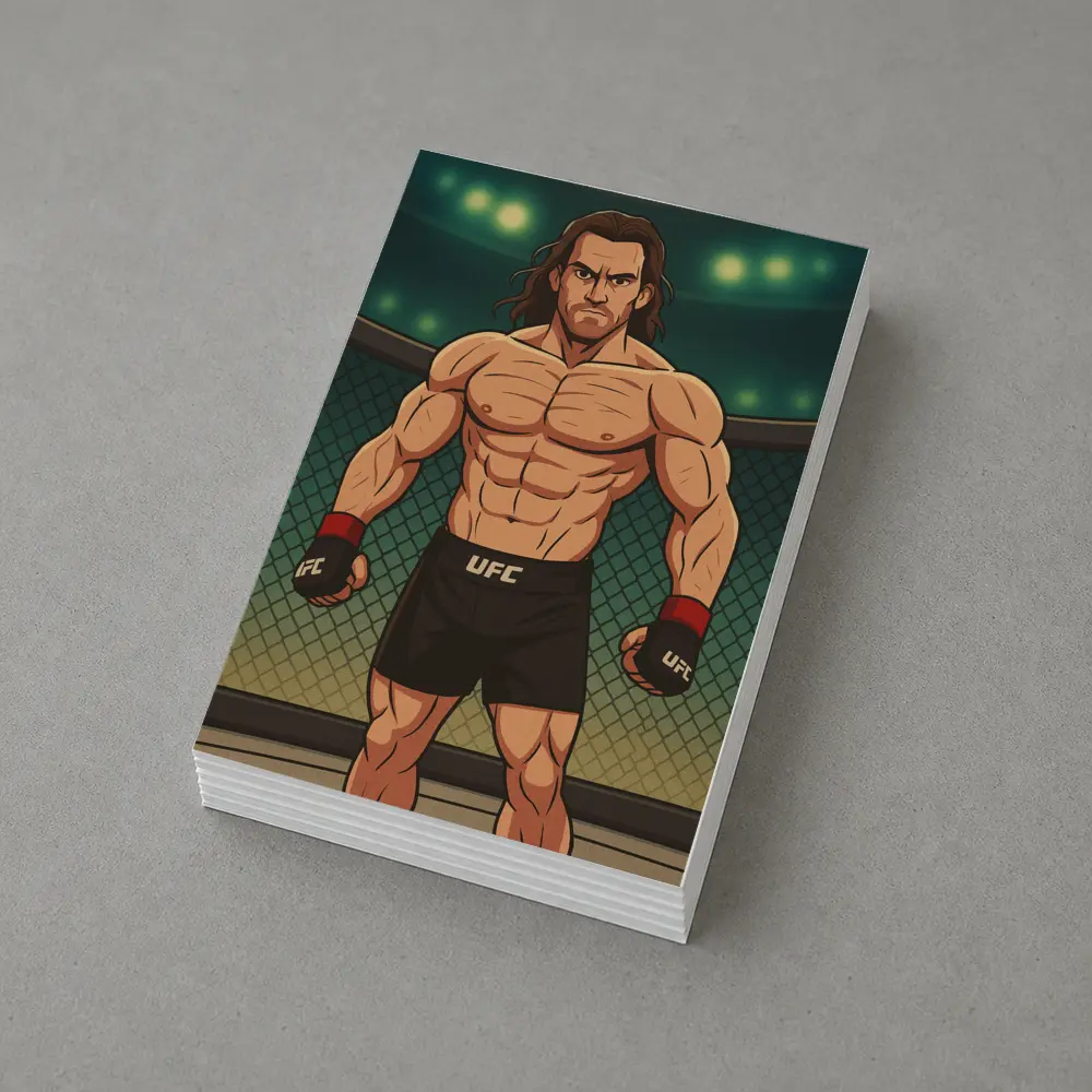 Anime UFC Fighter Standing In Octagon – Postcards