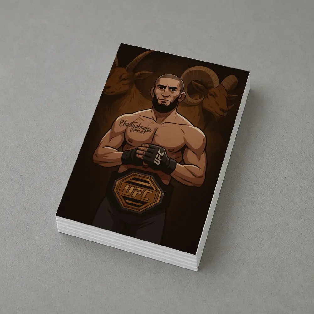 UFC Champion Fighter Anime Art Ram Background – Postcards