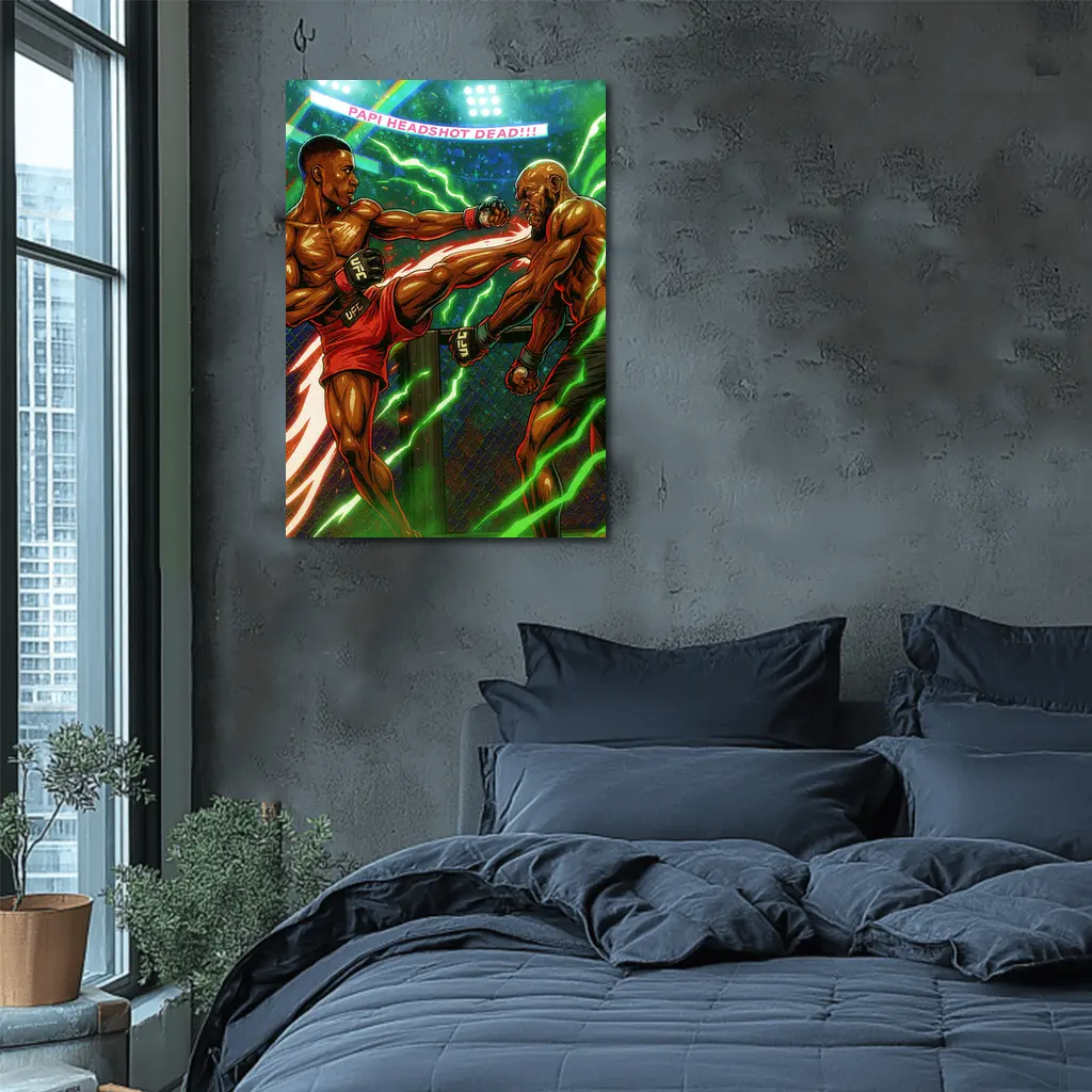 MMA Fighter Head Kick Octagon Comic Art – Wall Art