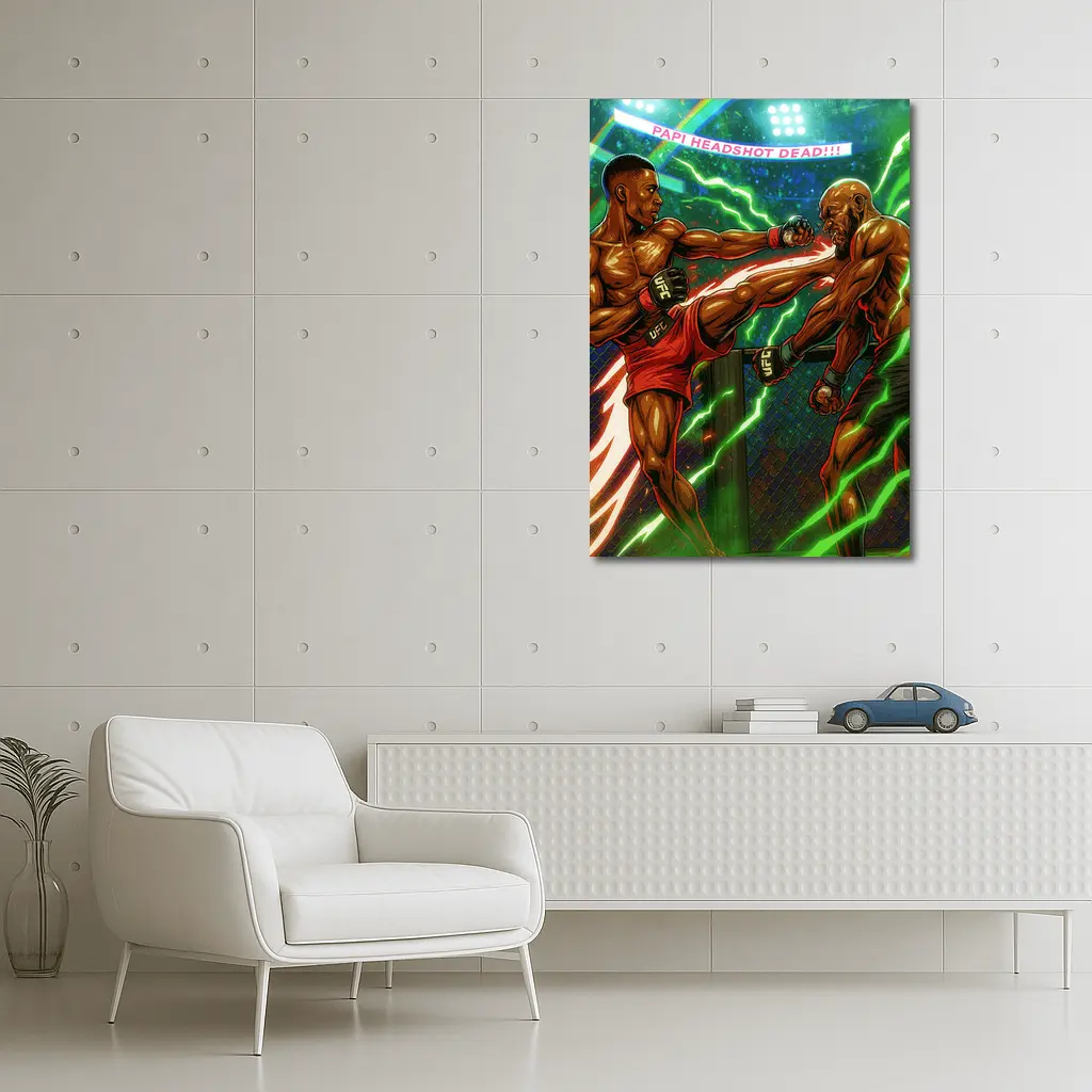 MMA Fighter Head Kick Octagon Comic Art – Wall Art