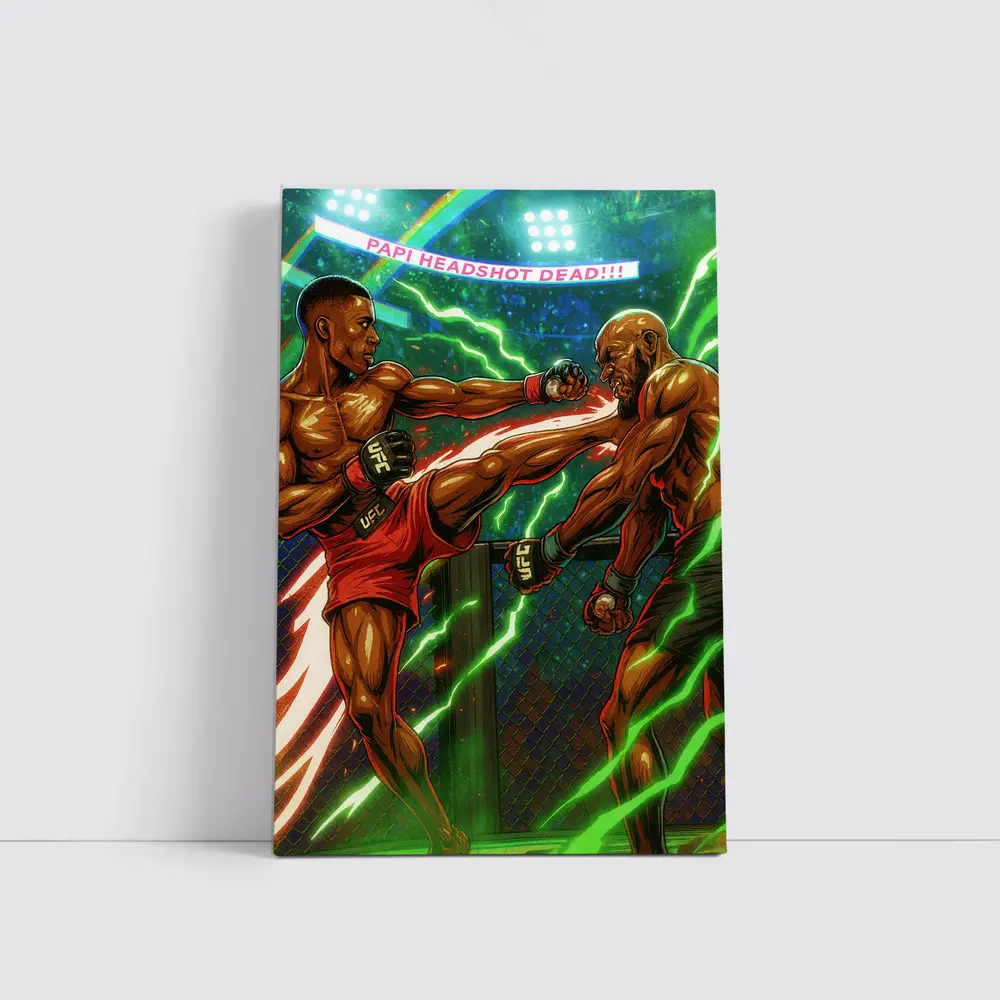 MMA Fighter Head Kick Octagon Comic Art – Wall Art