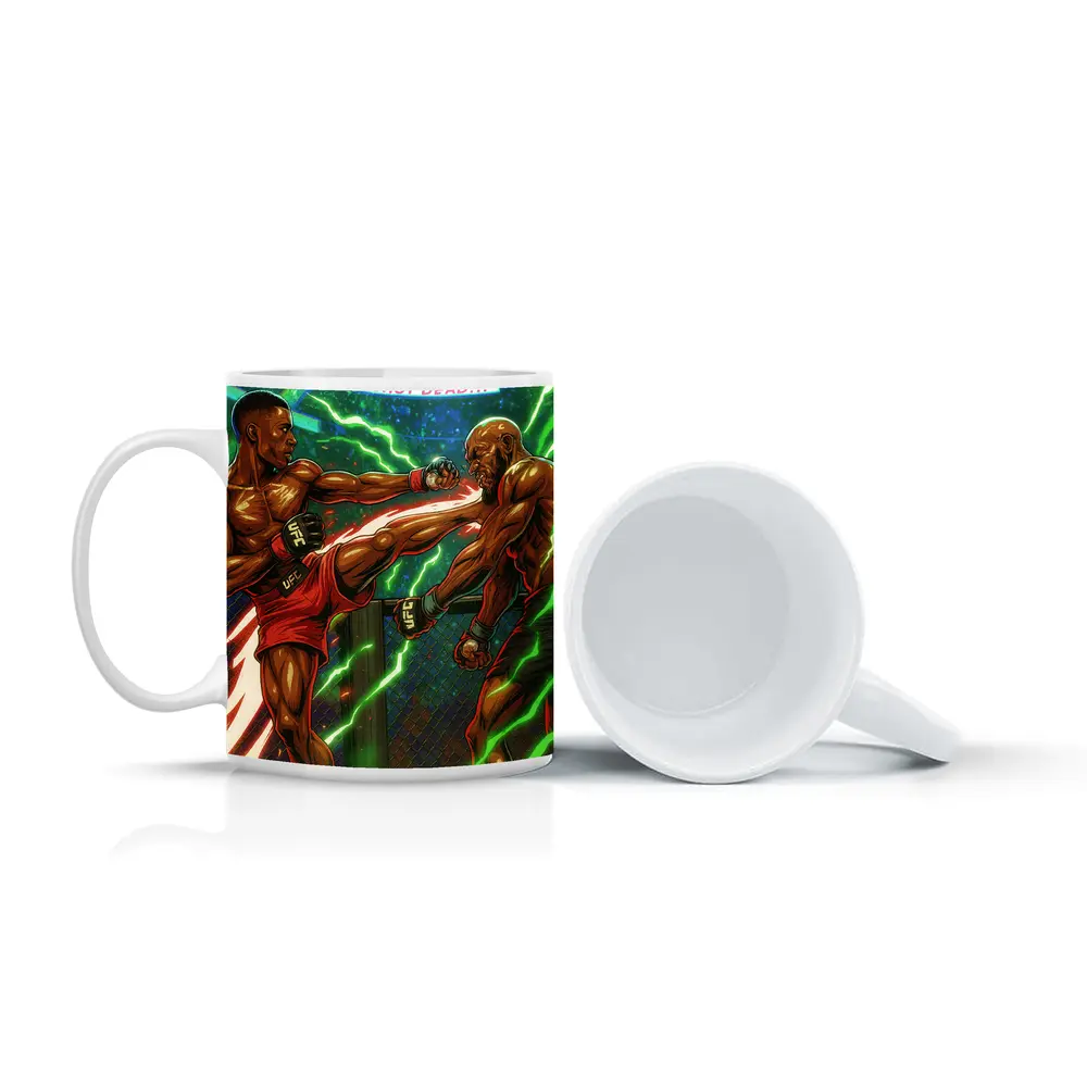 MMA Fighter Head Kick Octagon Comic Art – Mugs