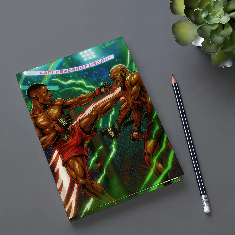 MMA Fighter Head Kick Octagon Comic Art – Notebooks