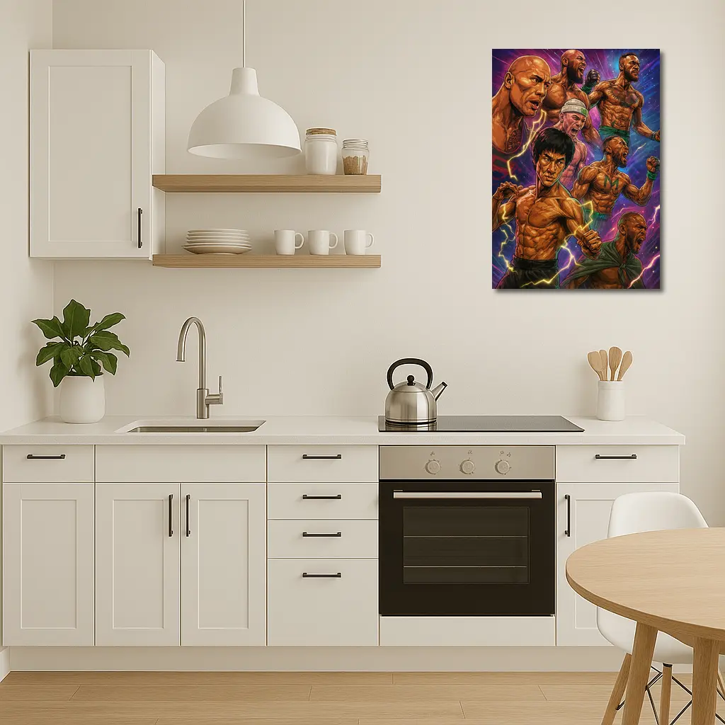 Legendary Fighters Comic Art Purple Background – Wall Art
