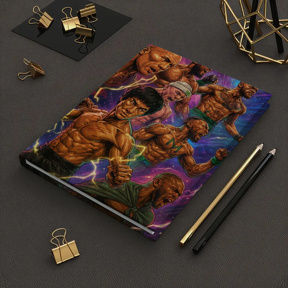 Legendary Fighters Comic Art Purple Background – Notebooks