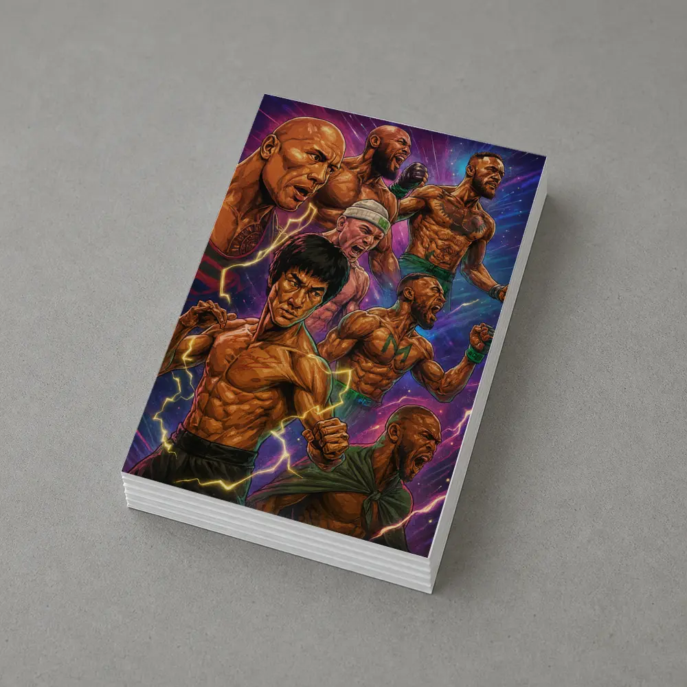 Legendary Fighters Comic Art Purple Background – Postcards