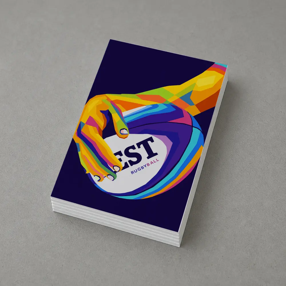 Rainbow Hand Gripping Rugby Ball Dark Background – Postcards