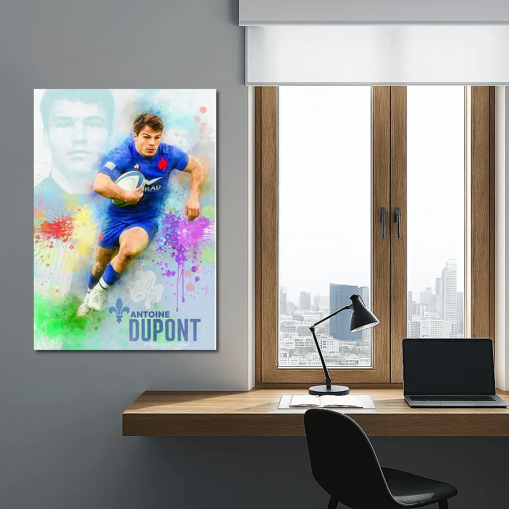 Antoine Dupont France Rugby Player Colorful Art – Wall Art