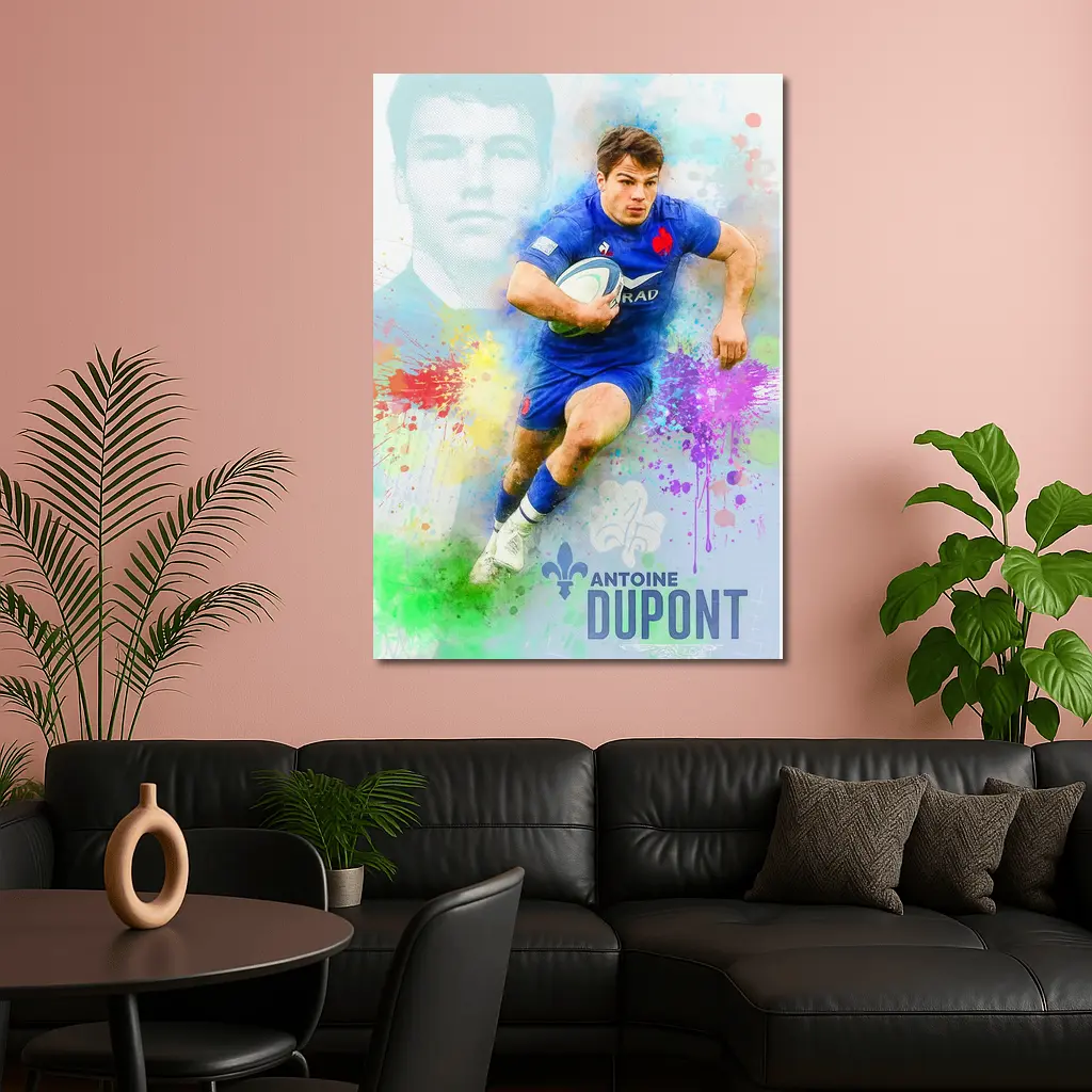 Antoine Dupont France Rugby Player Colorful Art – Wall Art