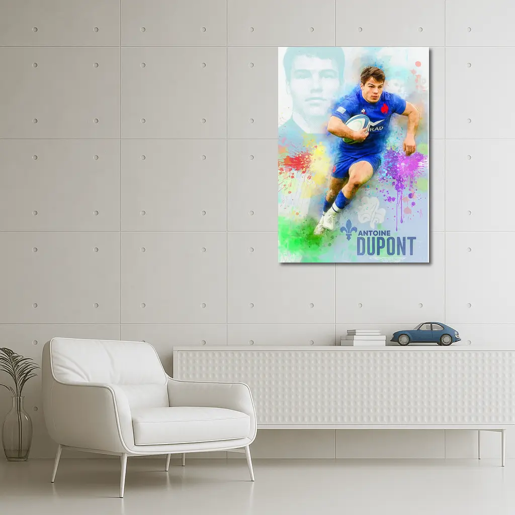Antoine Dupont France Rugby Player Colorful Art – Wall Art