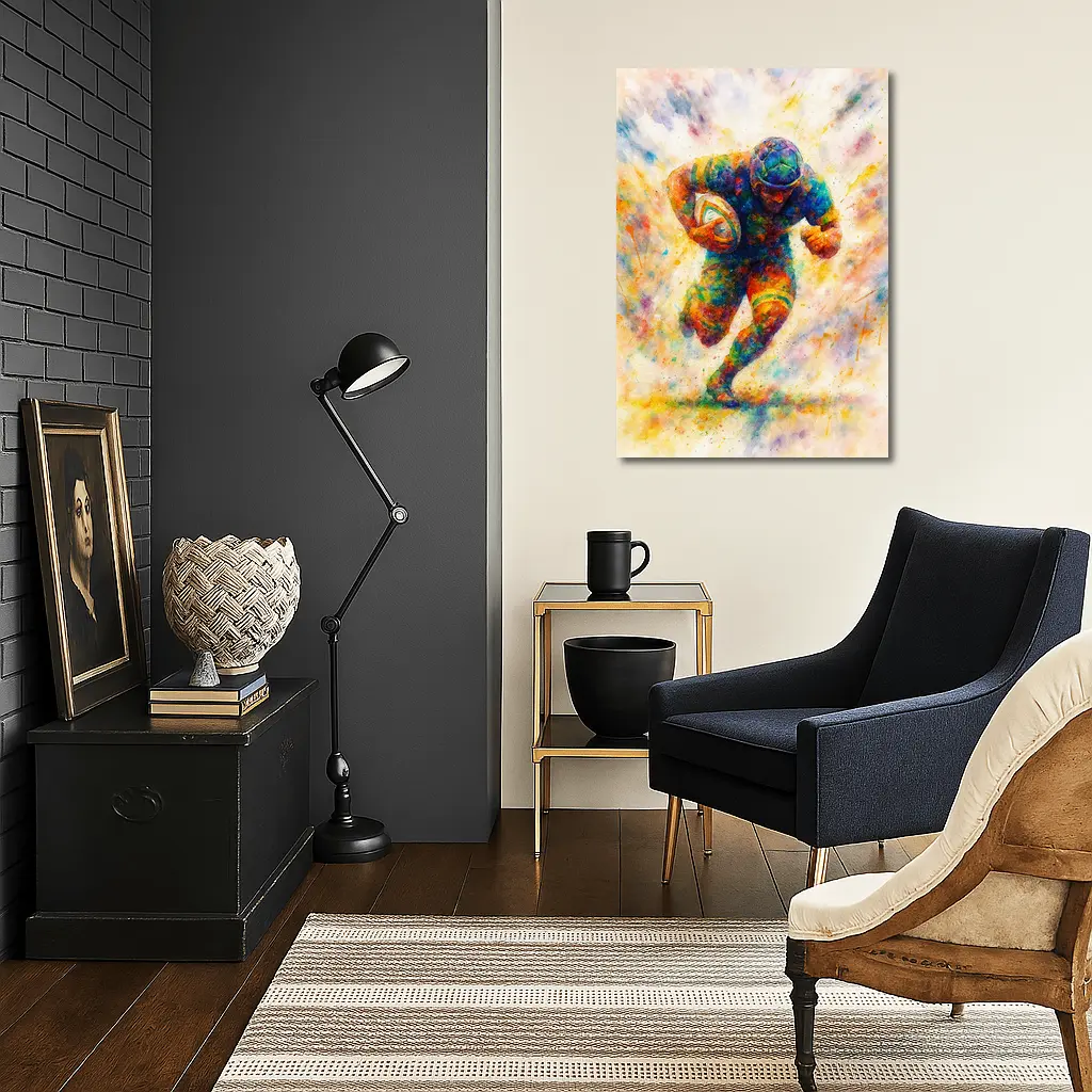 Rugby Player Running Watercolor Art Burst – Wall Art