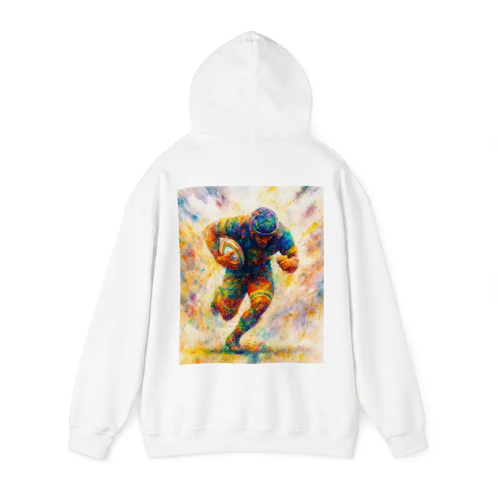 Rugby Player Running Watercolor Art Burst – Hoodies
