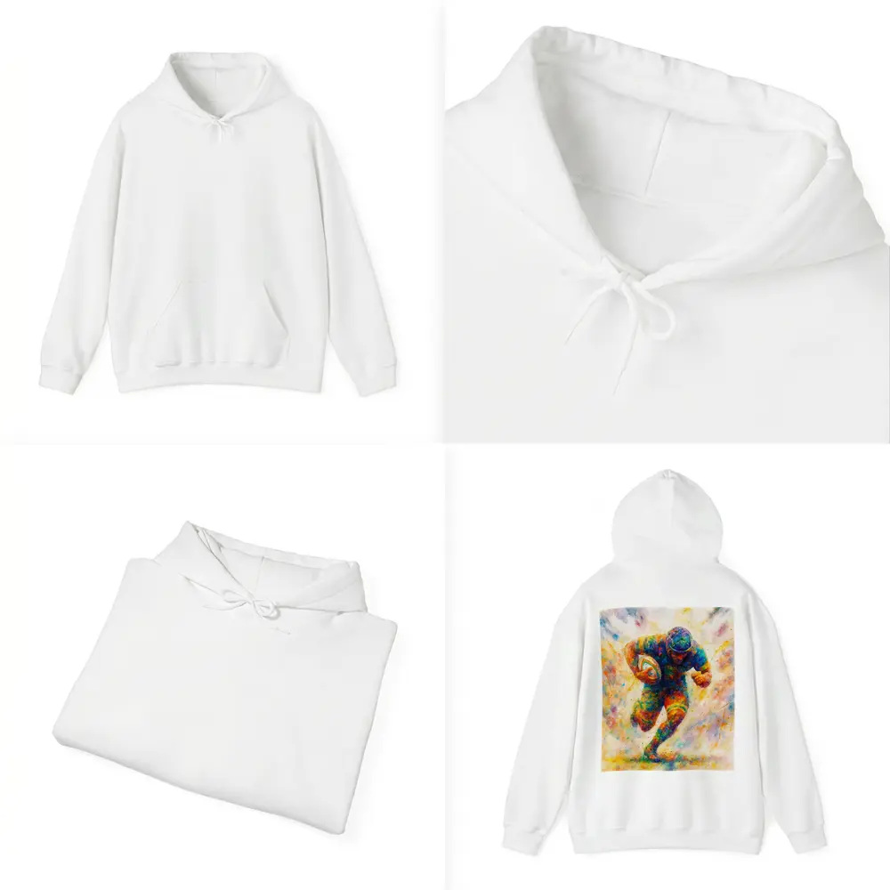 Rugby Player Running Watercolor Art Burst – Hoodies