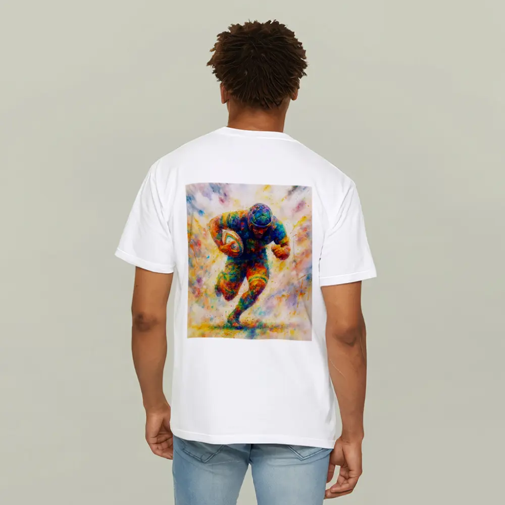 Rugby Player Running Watercolor Art Burst – T-Shirts