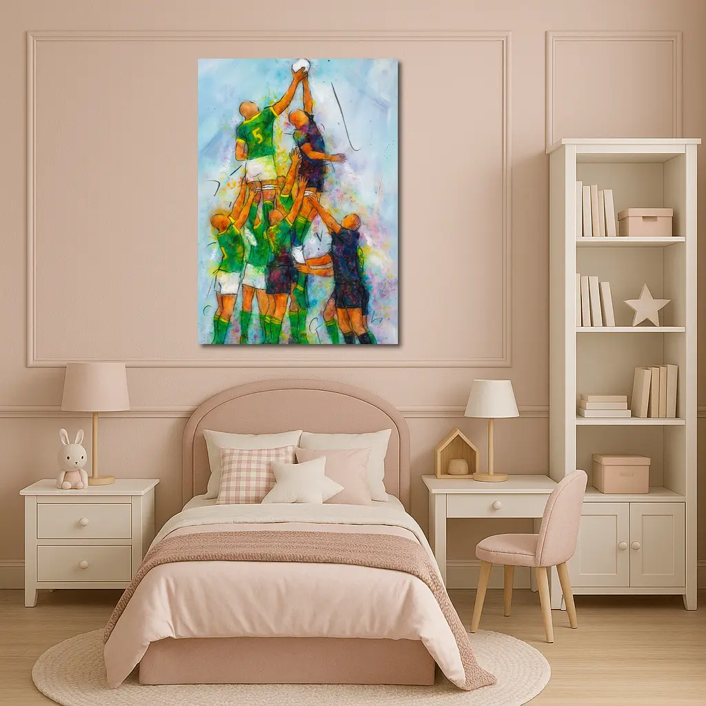 Rugby Line Out Watercolor Art Sports – Wall Art