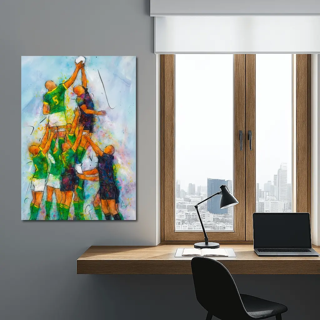 Rugby Line Out Watercolor Art Sports – Wall Art