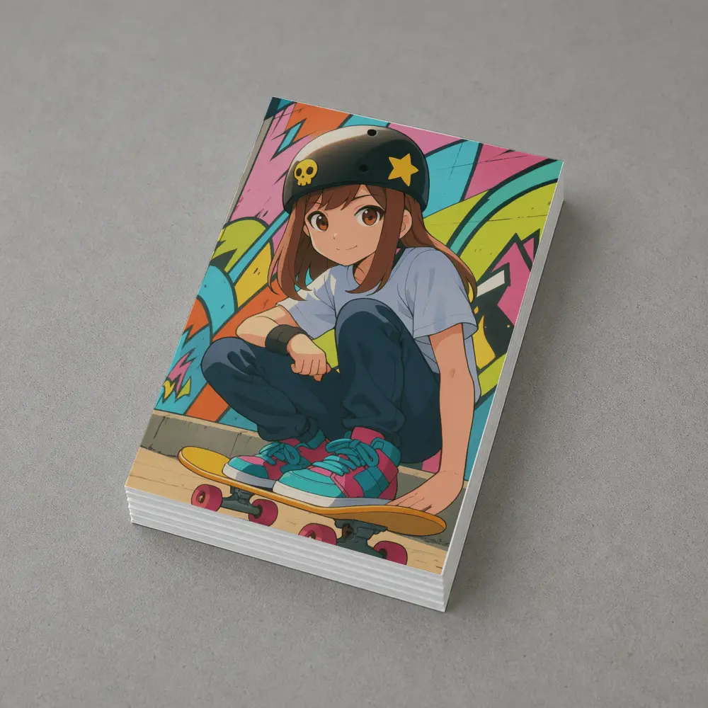 Anime Skater Girl Graffiti Wall Art – Postcards