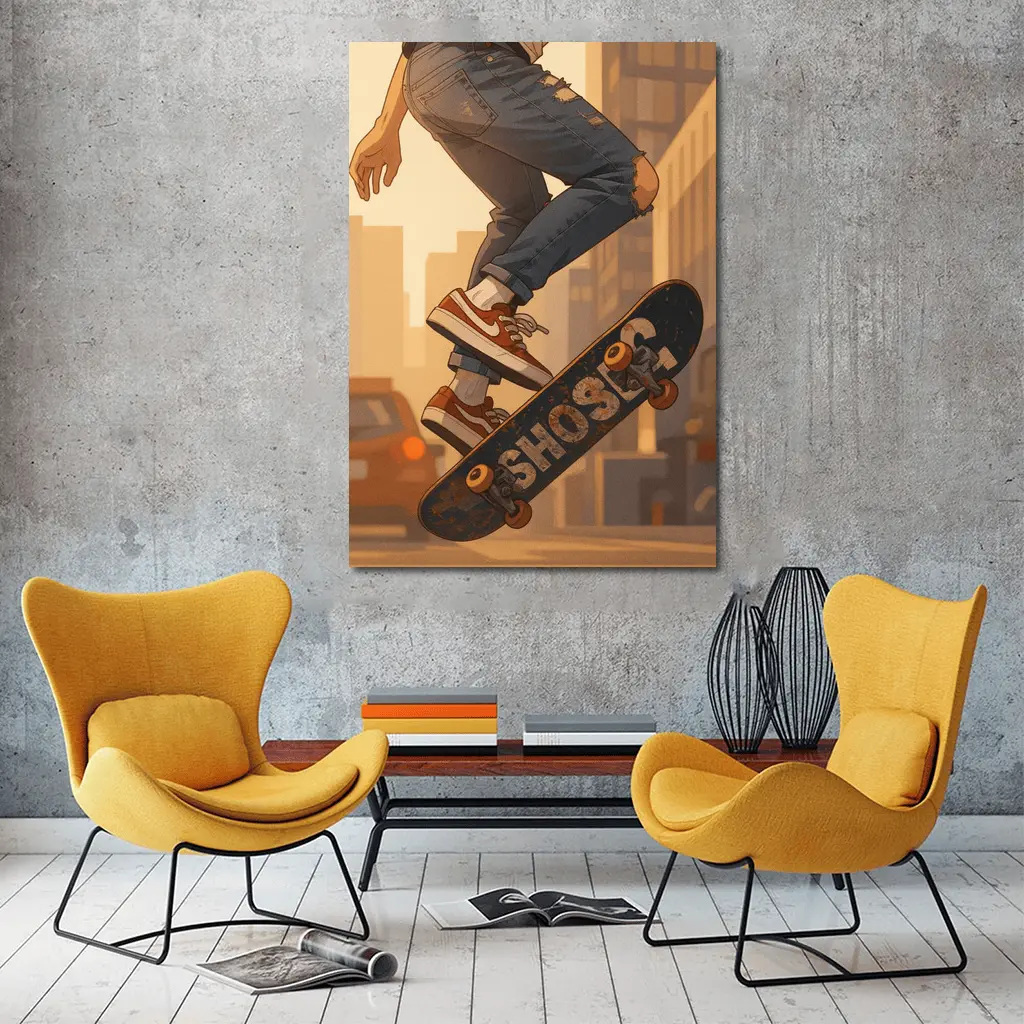 Skater Kickflip Anime Art Urban Street – Wall Art