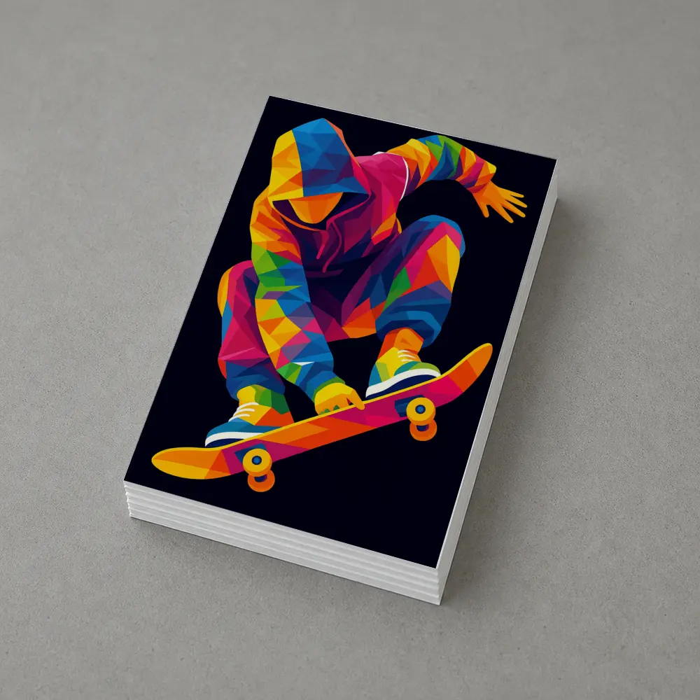 Colorful Pop Art Skateboarder Mid Air Jump – Postcards