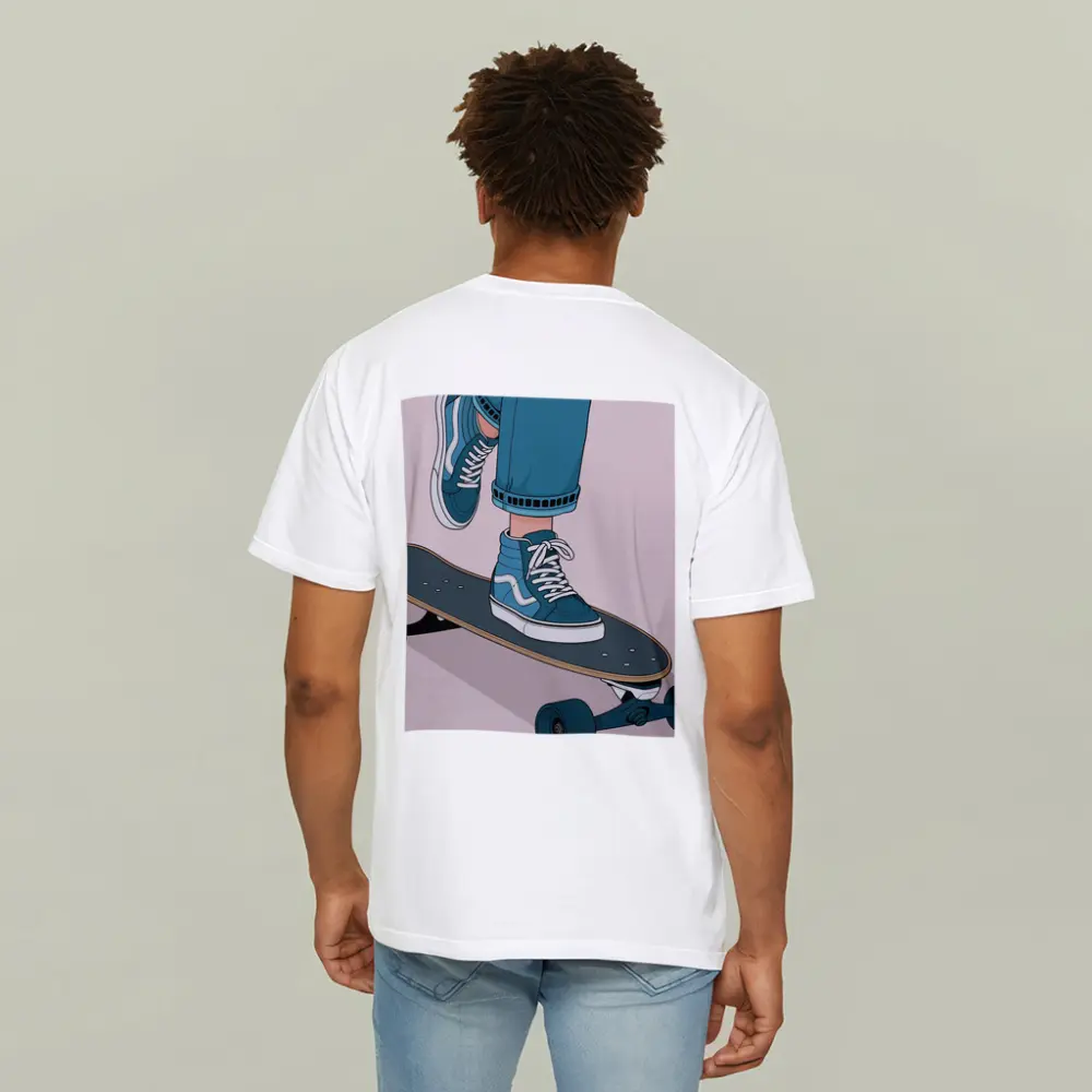 Skater Blue Sneakers On Skateboard Illustration – T-Shirts