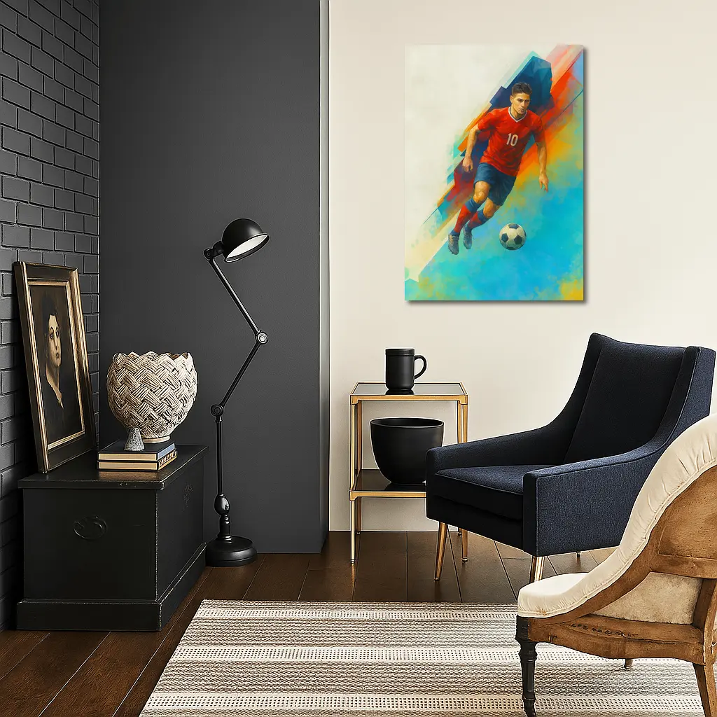 Soccer Player Number Ten Colorful Abstract Art – Wall Art