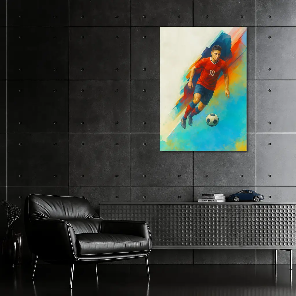 Soccer Player Number Ten Colorful Abstract Art – Wall Art