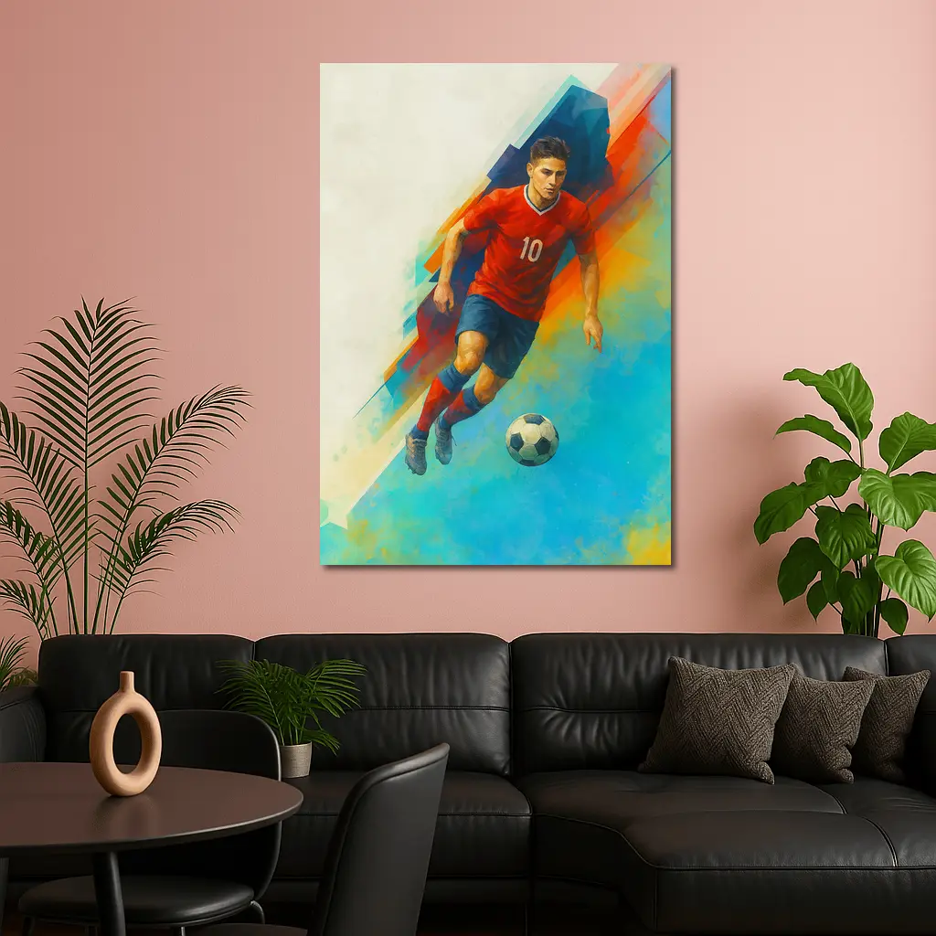 Soccer Player Number Ten Colorful Abstract Art – Wall Art