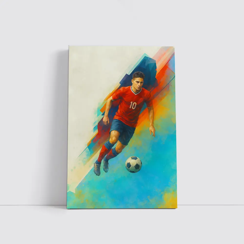 Soccer Player Number Ten Colorful Abstract Art – Wall Art