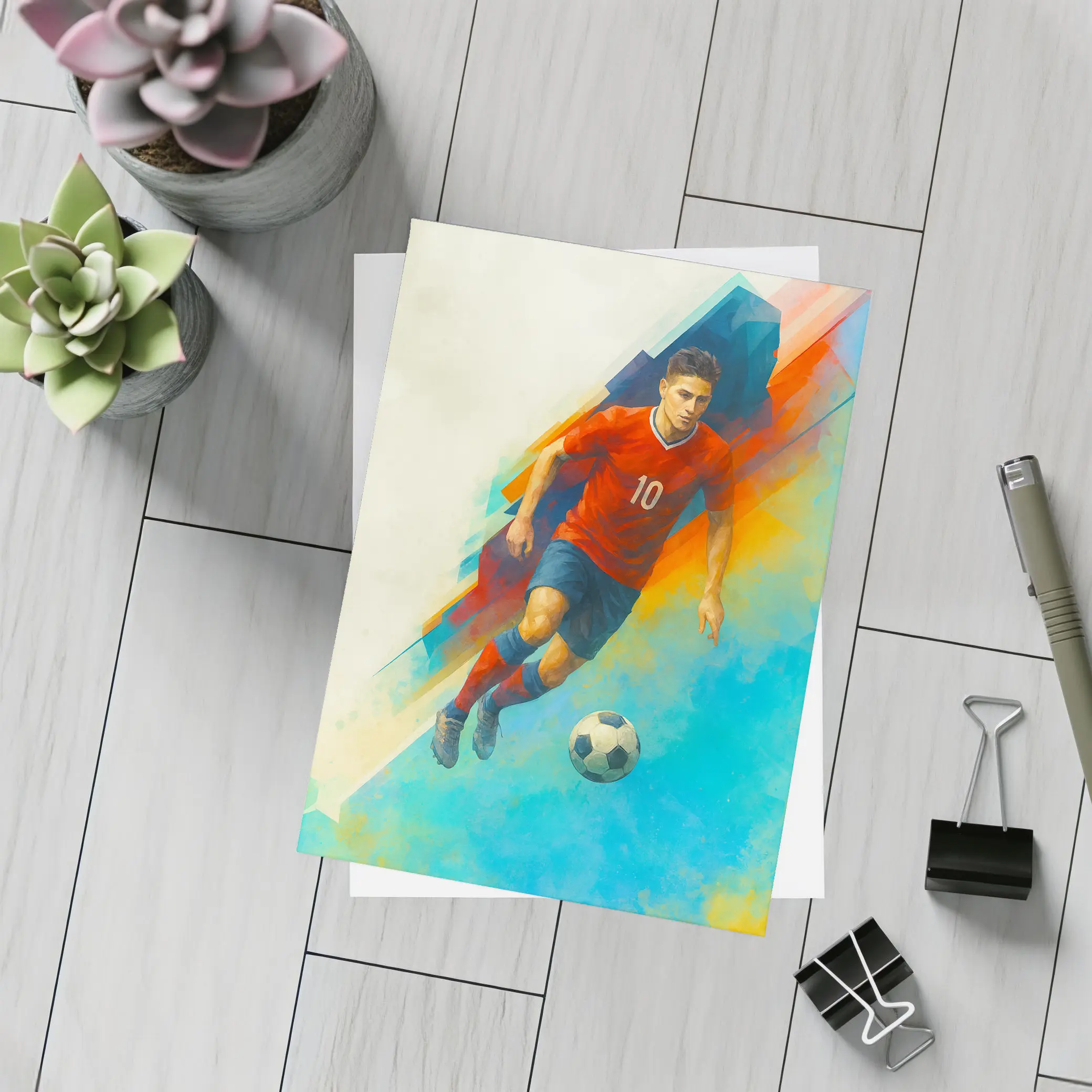 Soccer Player Number Ten Colorful Abstract Art – Postcards
