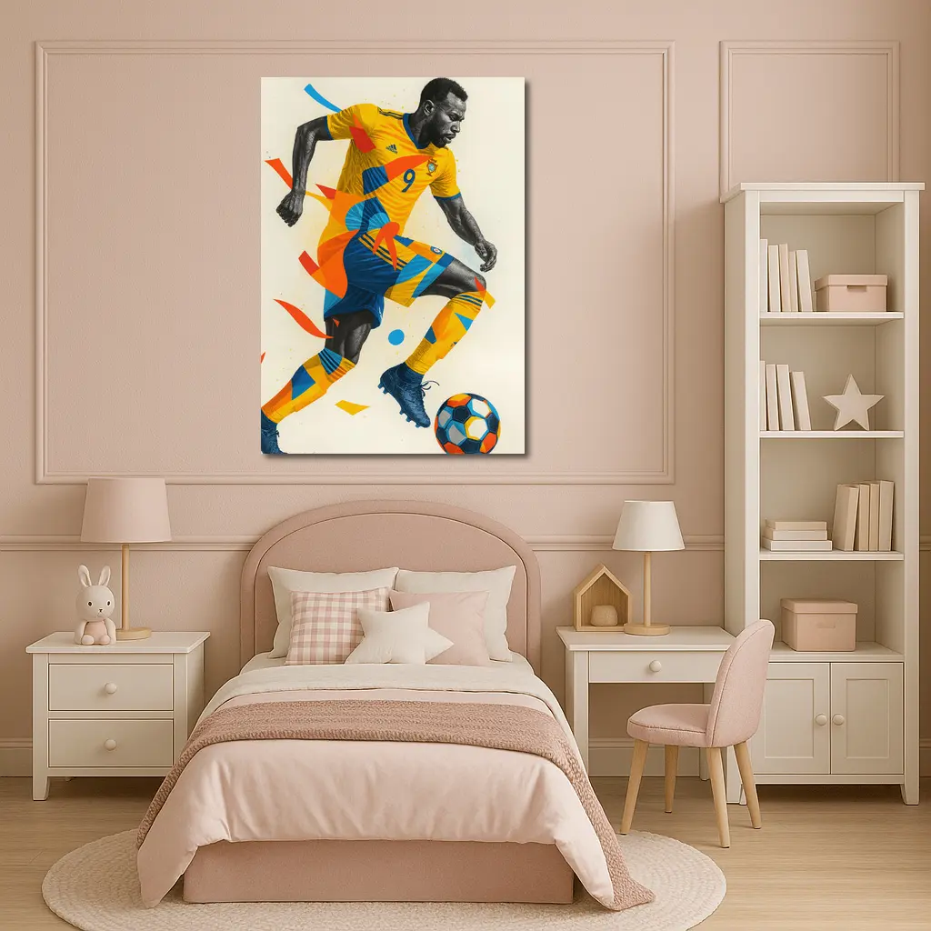 Soccer Player Dynamic Geometric Abstract Art – Wall Art